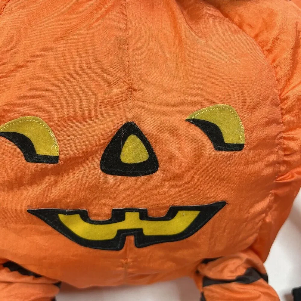 Vtg International‎ Large Pumpkin WitchSilver Halloween  Shelf Sitter Plush Decor